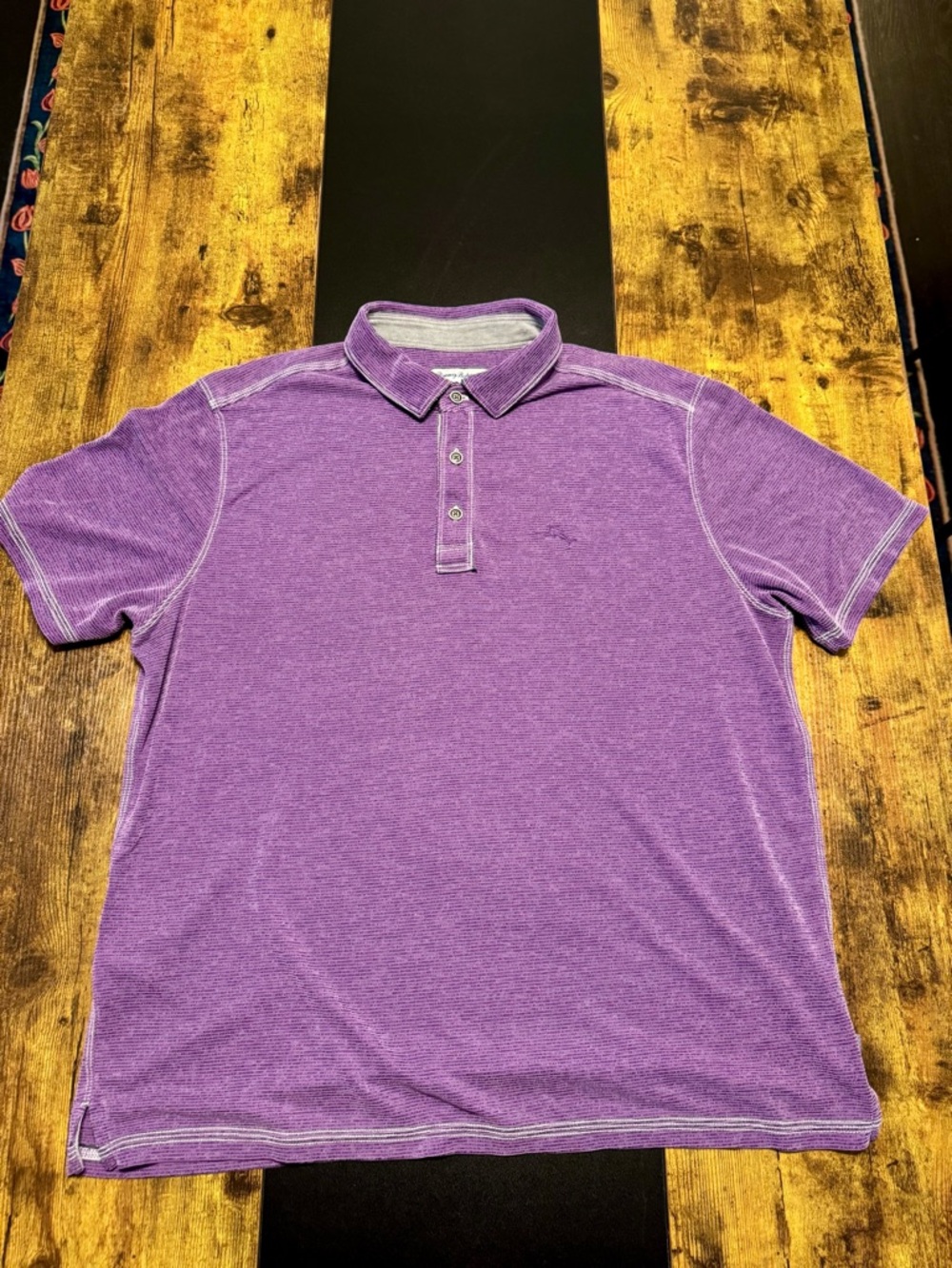 Tommy Bahama Purple Slub Knit Polo Shirt L Tencel Blend Casual Soft - Picture 1 of 8